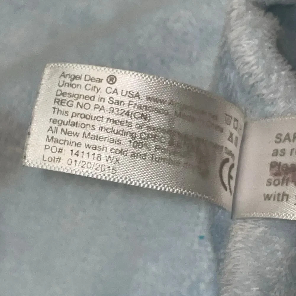 Angel Dear Blue Hippo Baby Lovey Security Blanket Soft Plush Blankie Nursery